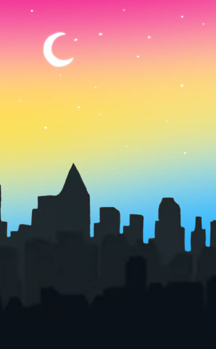 Pansexual City And Night Sky Art Wallpaper