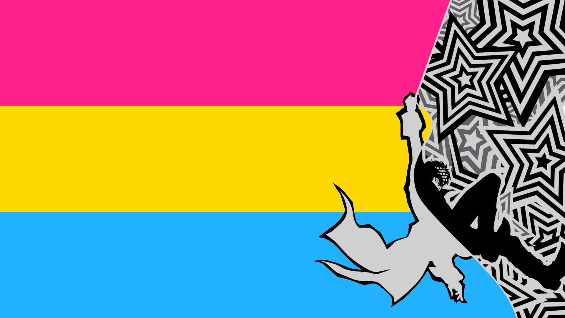 Pansexual Pride Flagwith Dragon Silhouette Wallpaper