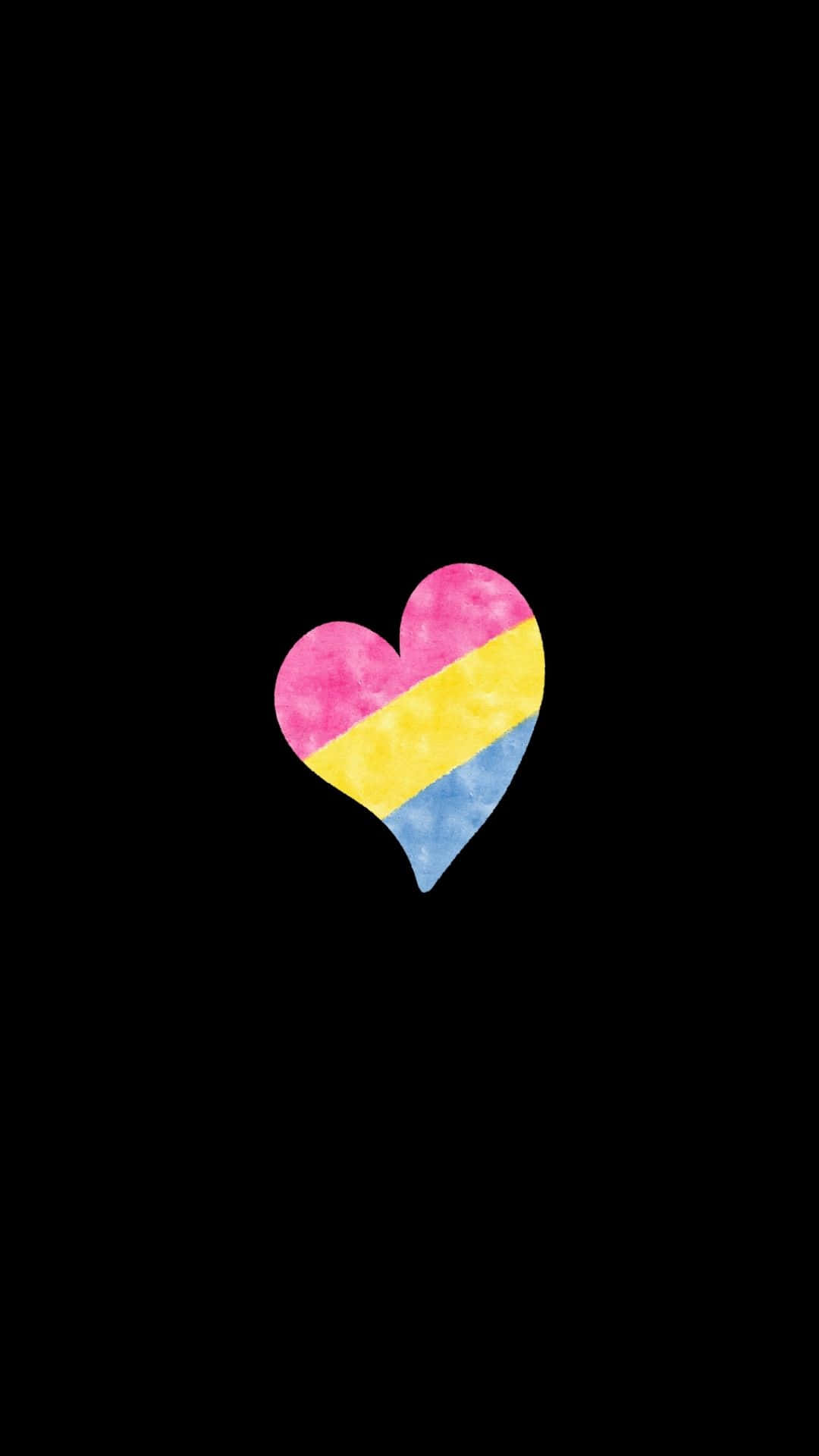 Pansexual Pride Heart Watercolor Wallpaper