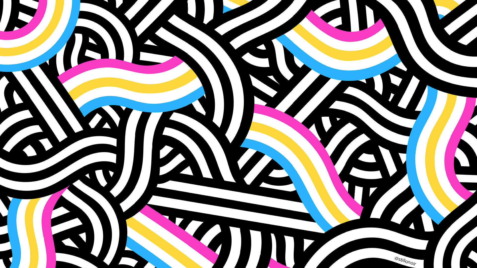 Pansexual Squiggly Lines Pattern Wallpaper