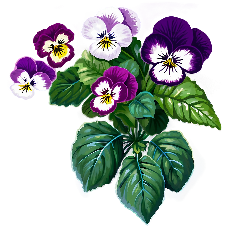 Download Pansy With Leaves Png Oej | Wallpapers.com