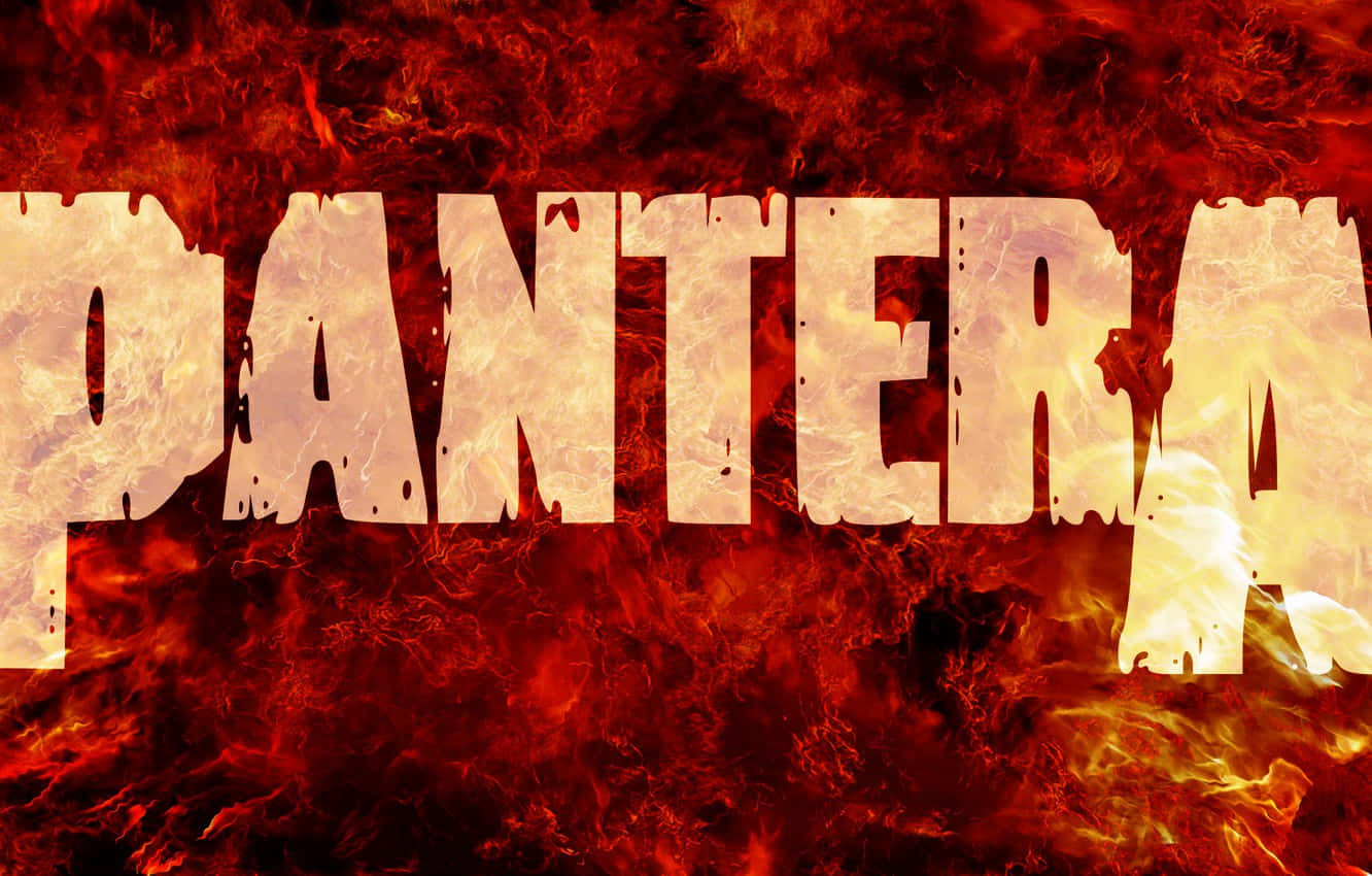 The Word Pantera Is In Flames On A Black Background Wallpaper