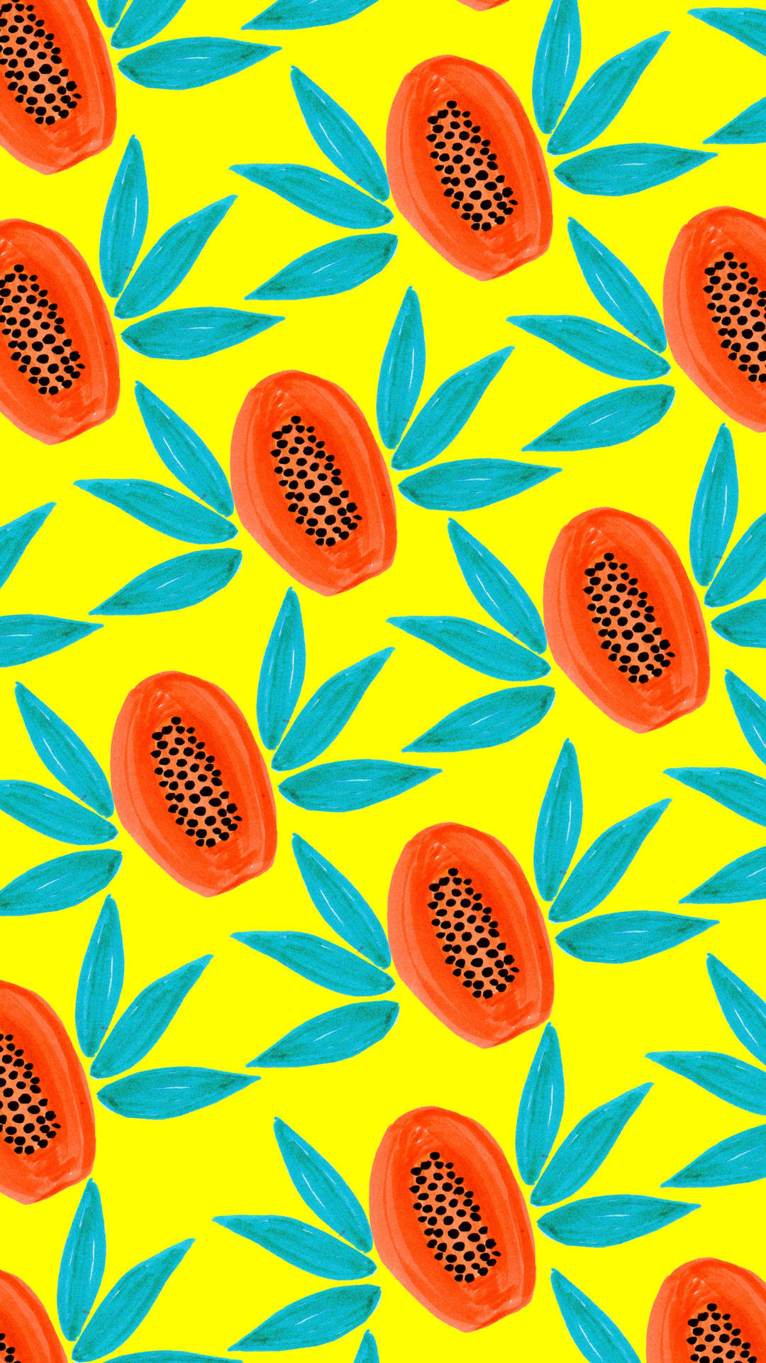 Papaya Fruits Seamless Pattern Wallpaper