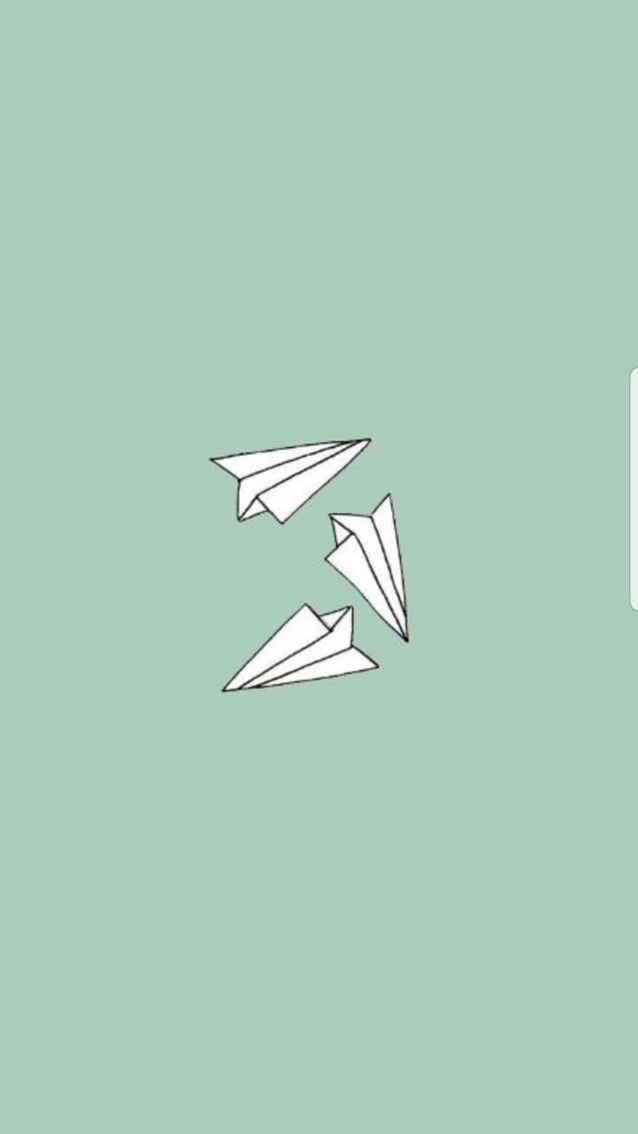 Paper Airplanes Green And White Aesthetic Wallpaper