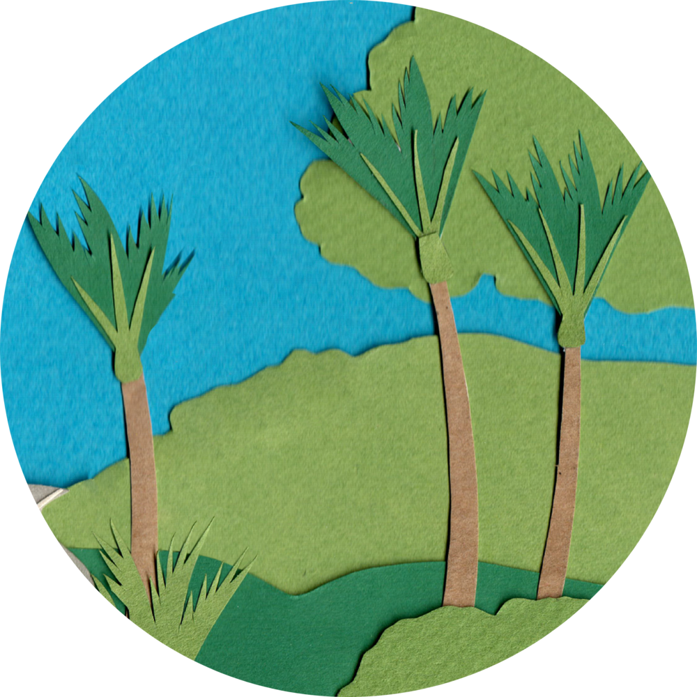 Paper Cut Tropical Landscape PNG