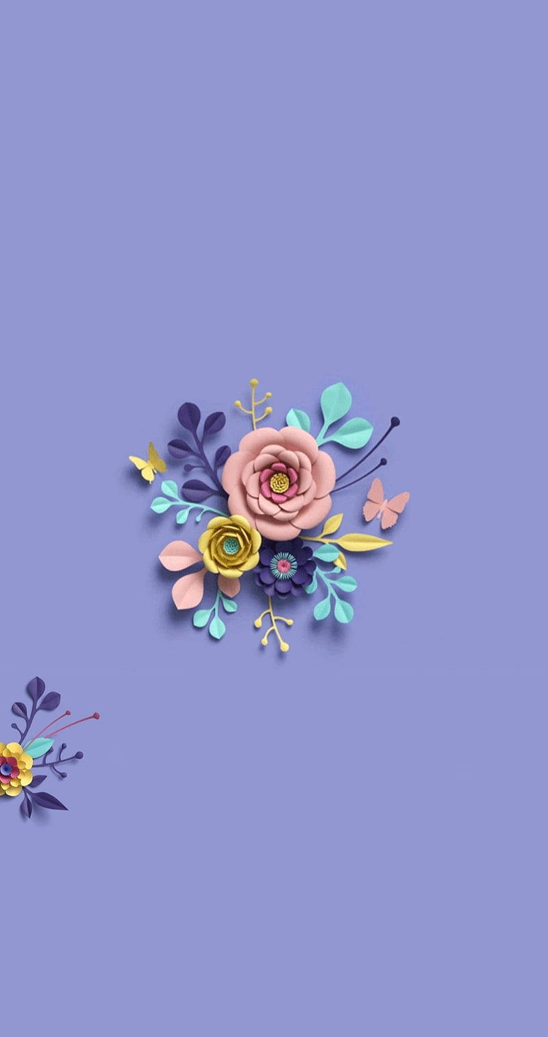 Paper Flower Purple Floral Theme Wallpaper