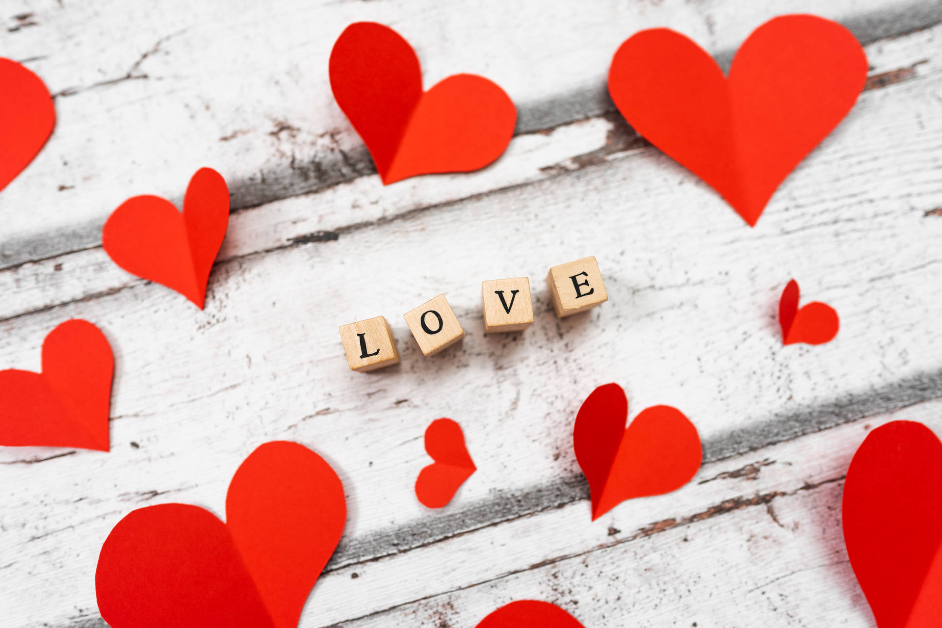 Paper Hearts Love Desktop Wallpaper