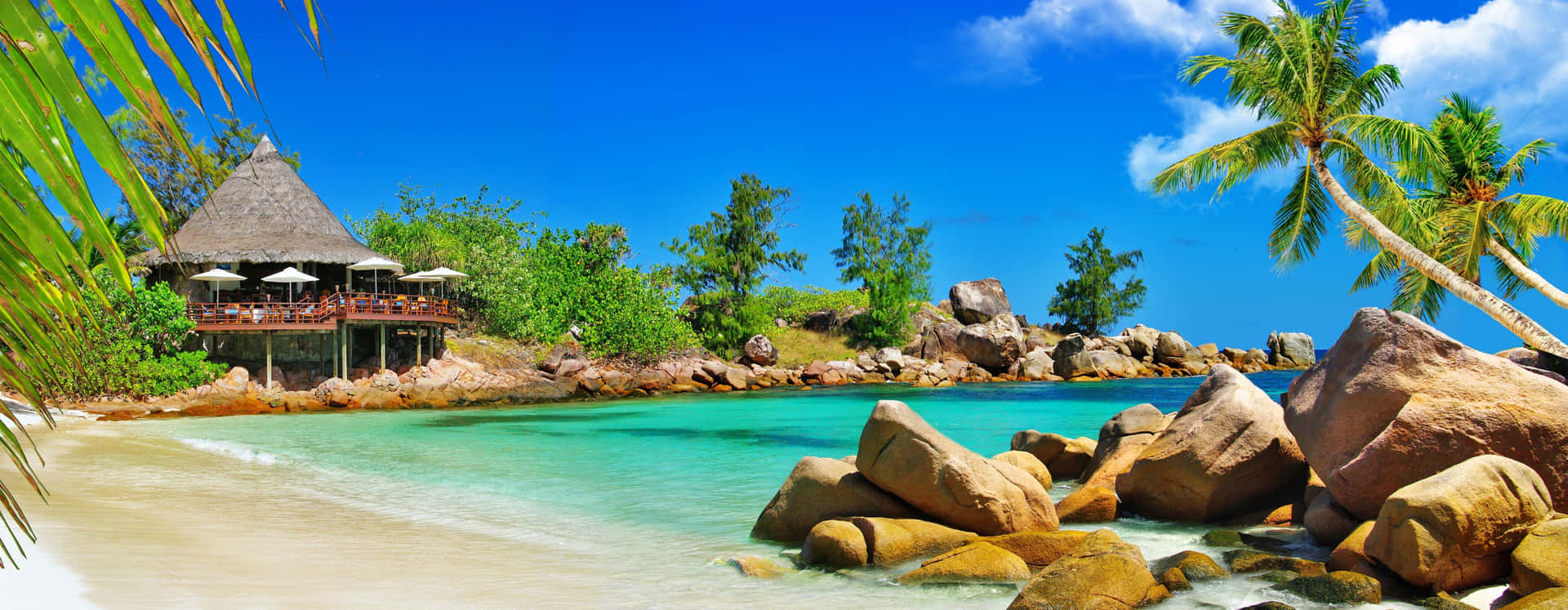 A stunning aerial view of an island paradise