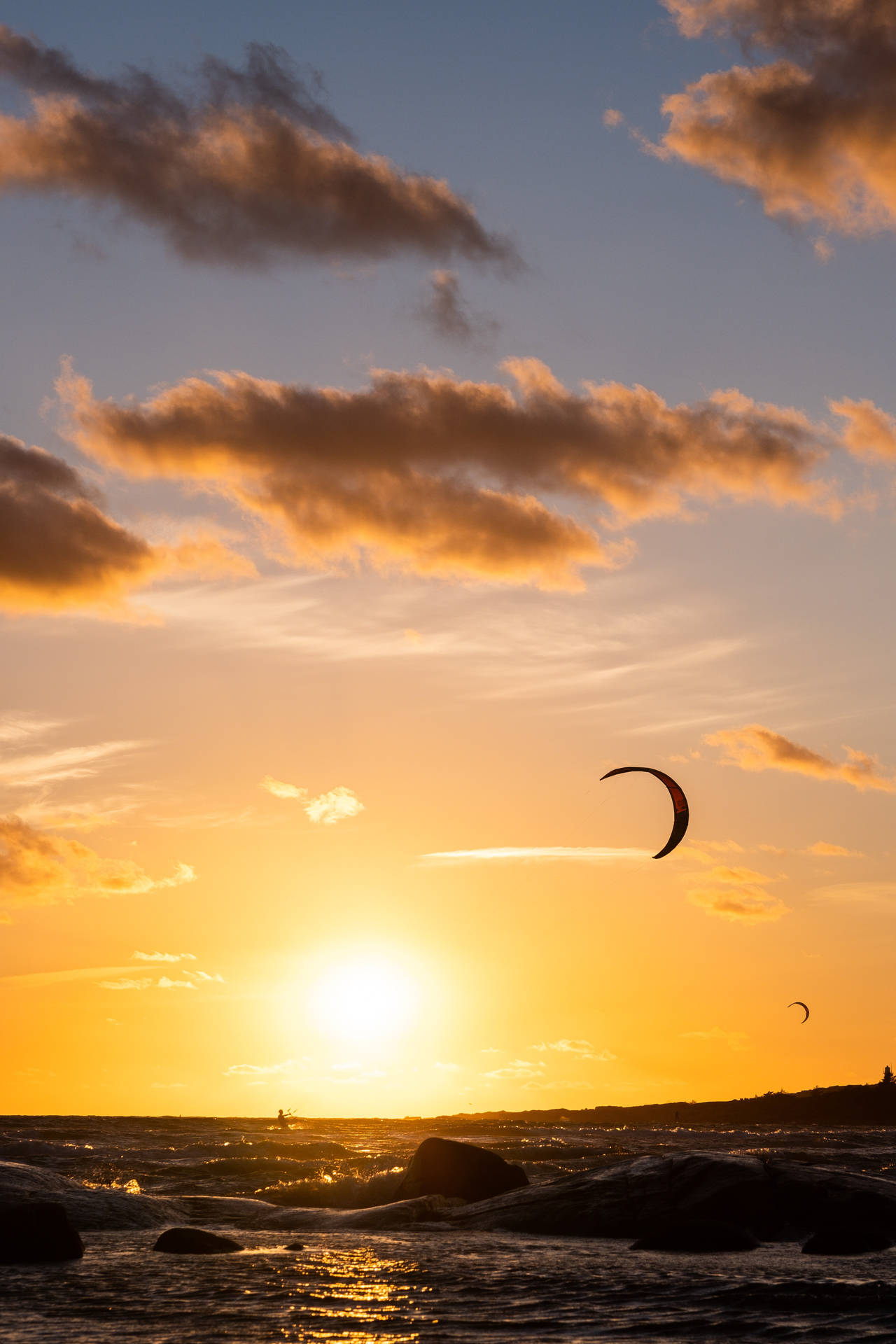 Paragliding Lyse Solnedgang Wallpaper