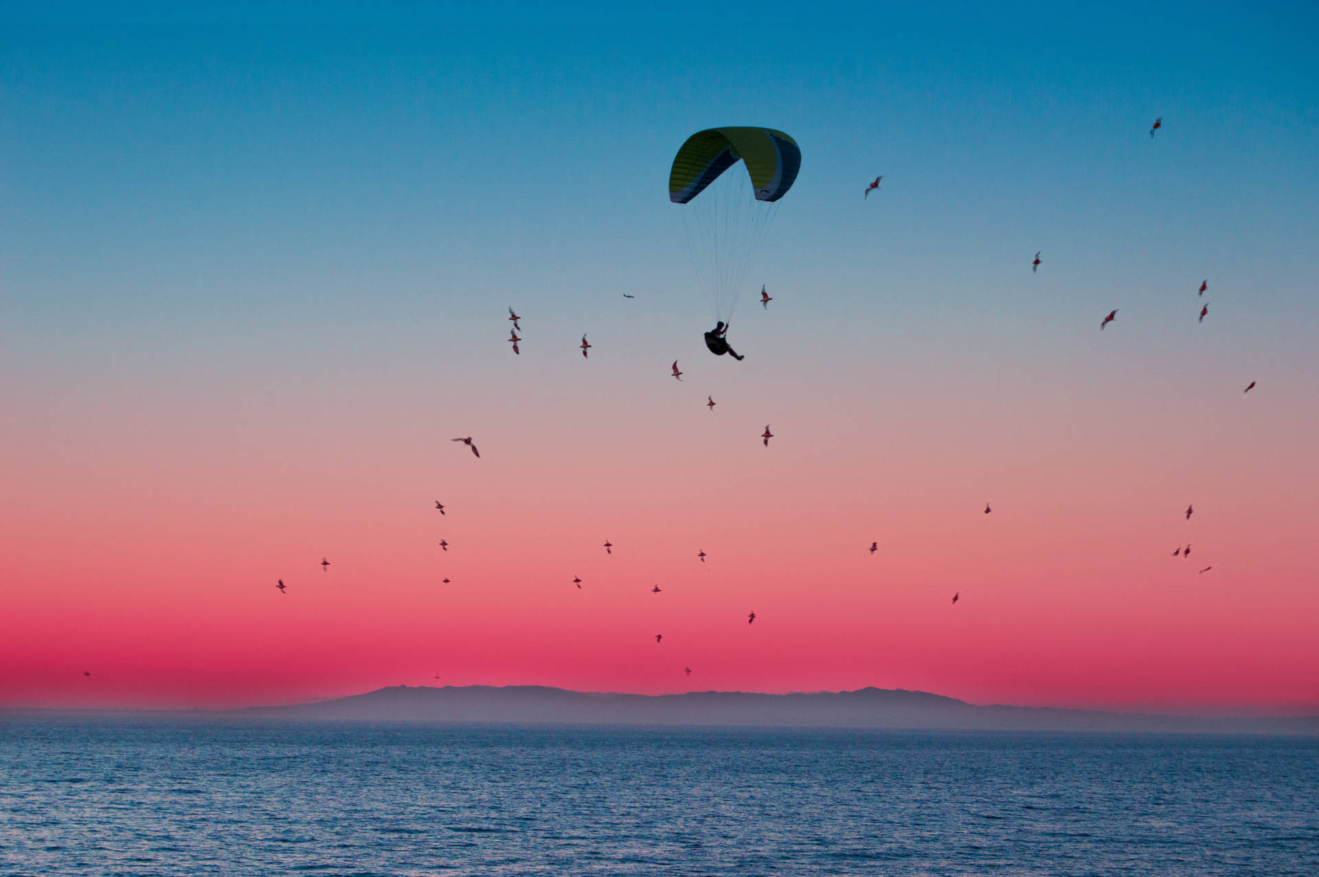 Paraglide med solnedgang udsigt Wallpaper