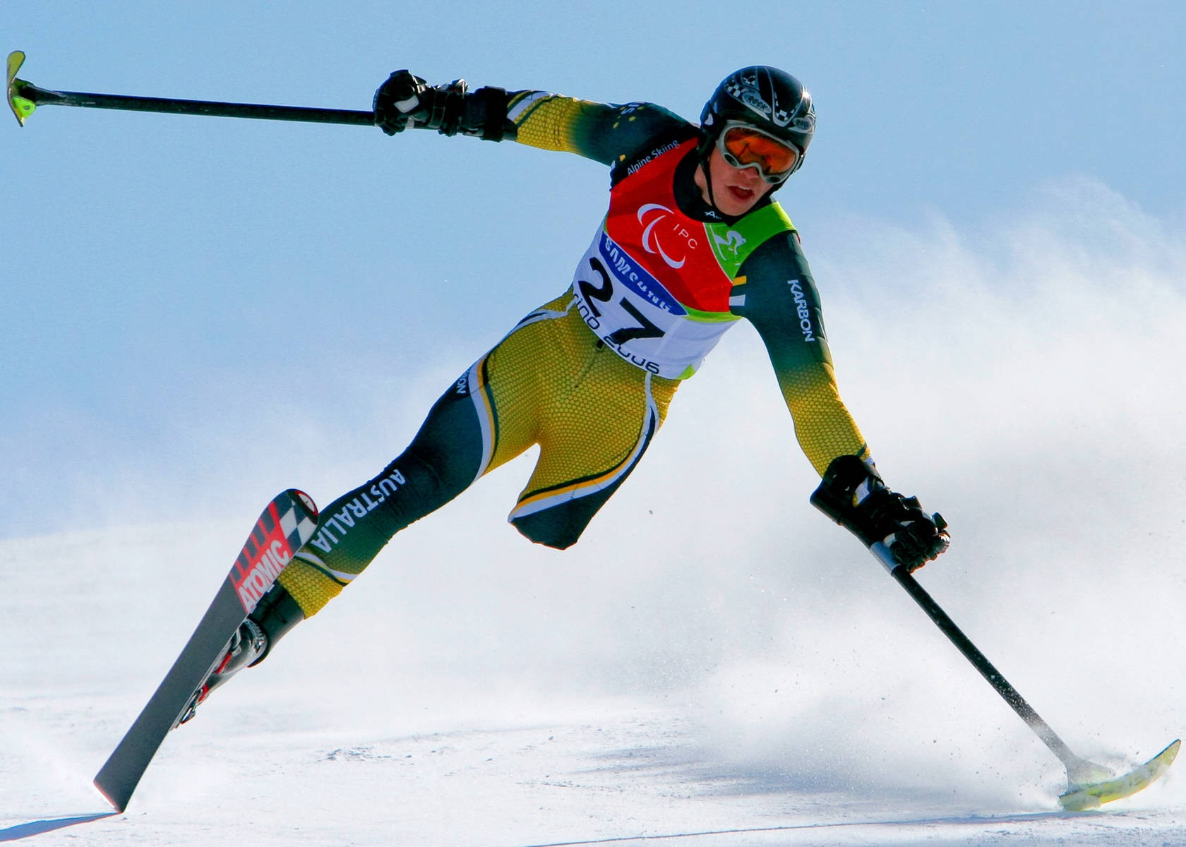 Paralympisk alpint ski er et smukt baggrundsbillede. Wallpaper