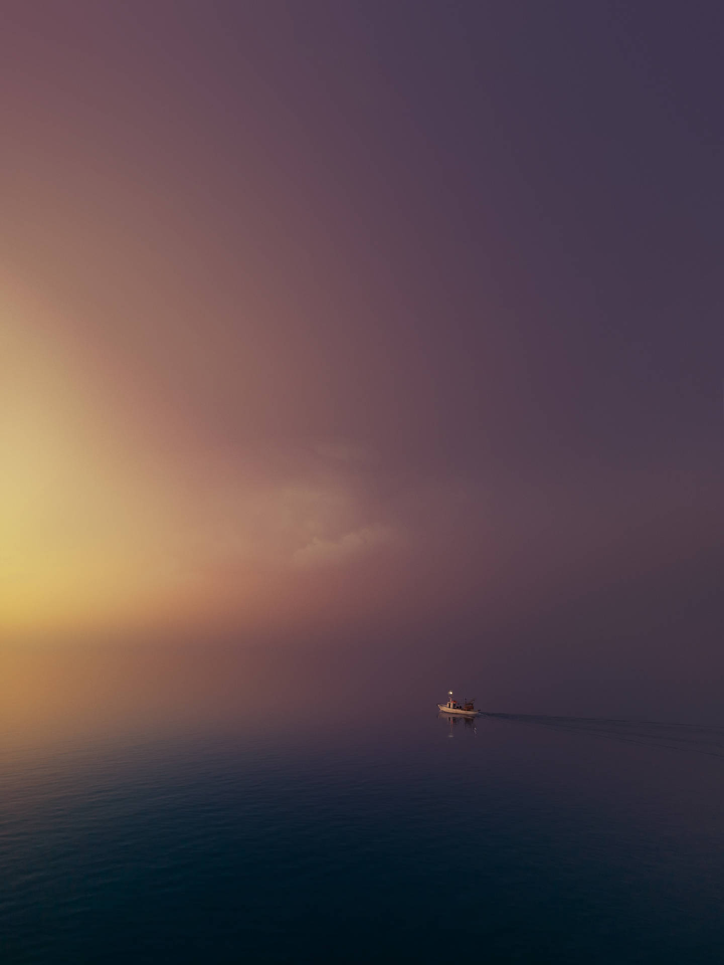 Paranormal Boat Foggy Sea Sunset Wallpaper
