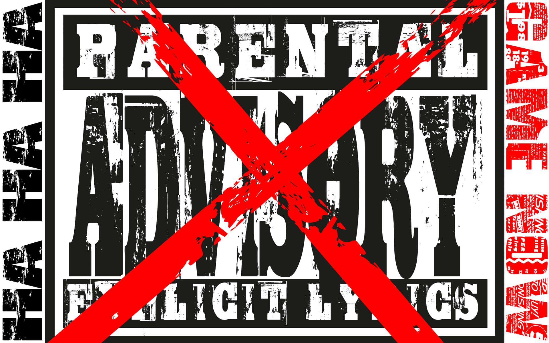 A Black And White Logo With The Words Parental Advisory Wallpaper