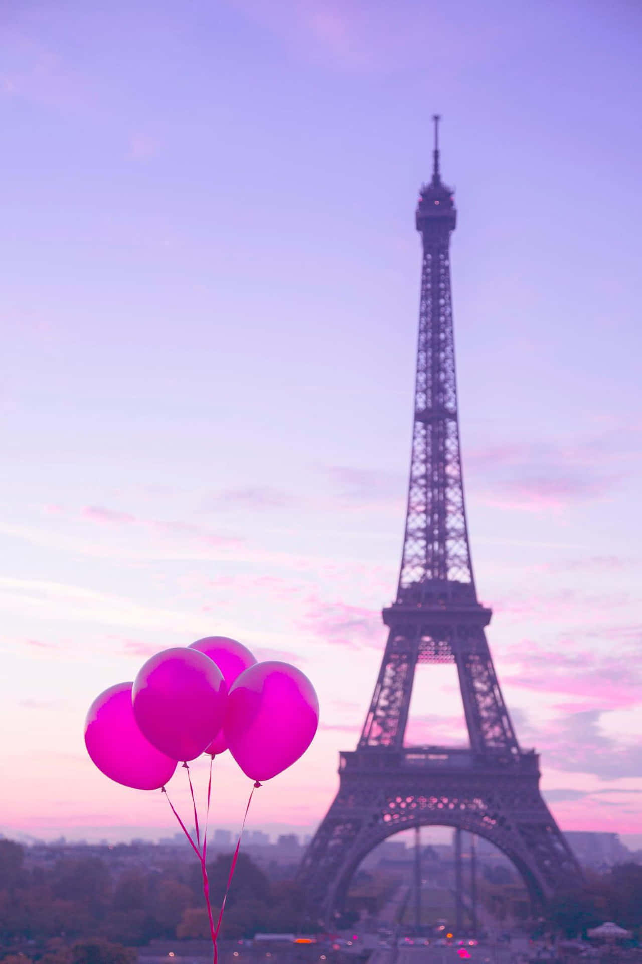 Fondosde Pantalla Estéticos De París Con Globos Rosados Fondo de pantalla