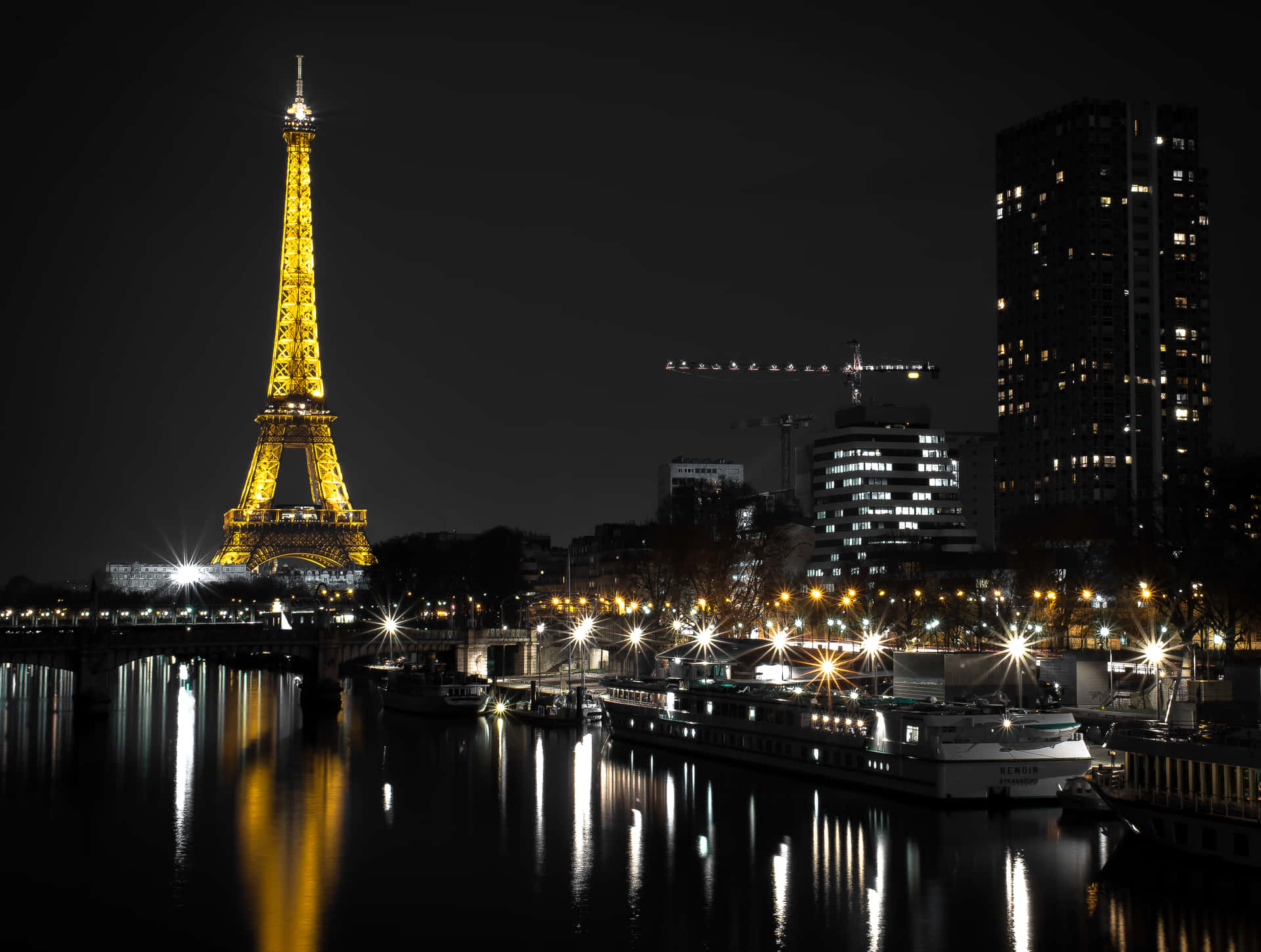 Parisviva E Vibrante À Noite. Papel de Parede