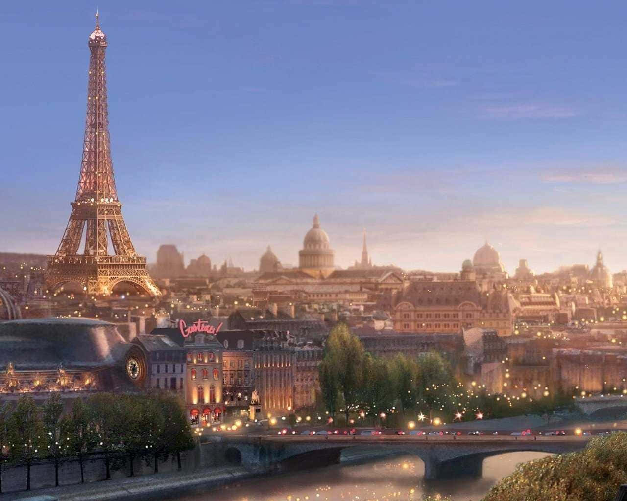 Billede Charmerende udsigt over Paris fra Eiffel-tårnet Wallpaper