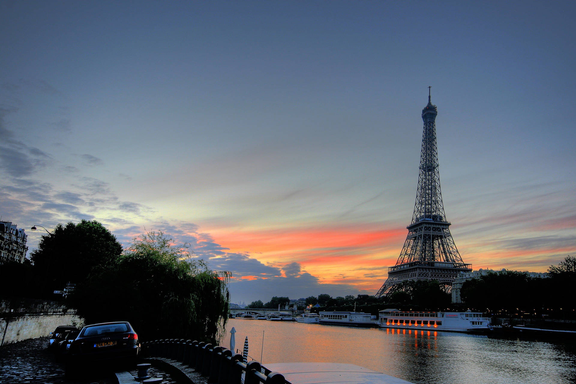 La Seine And Paris Eiffel Tower Wallpaper