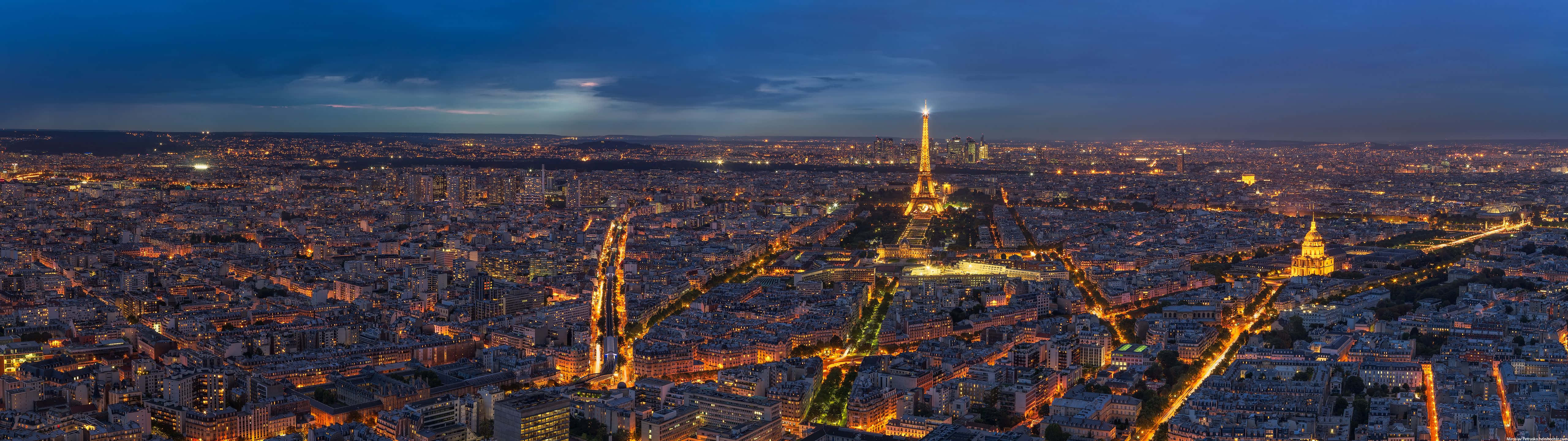 Paris Night Panorama Wallpaper