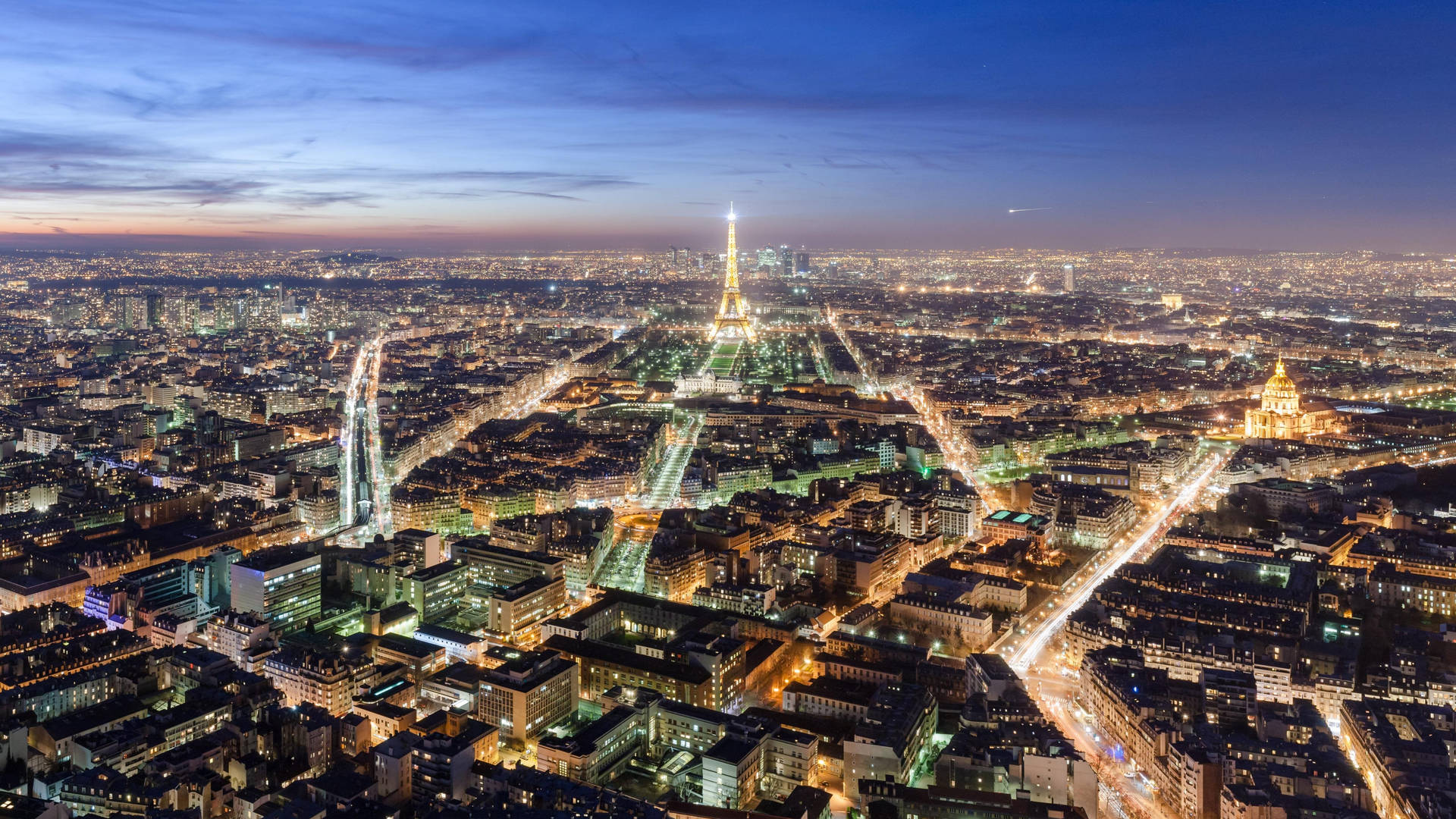Paris Nighttime Aerial City View Wallpaper