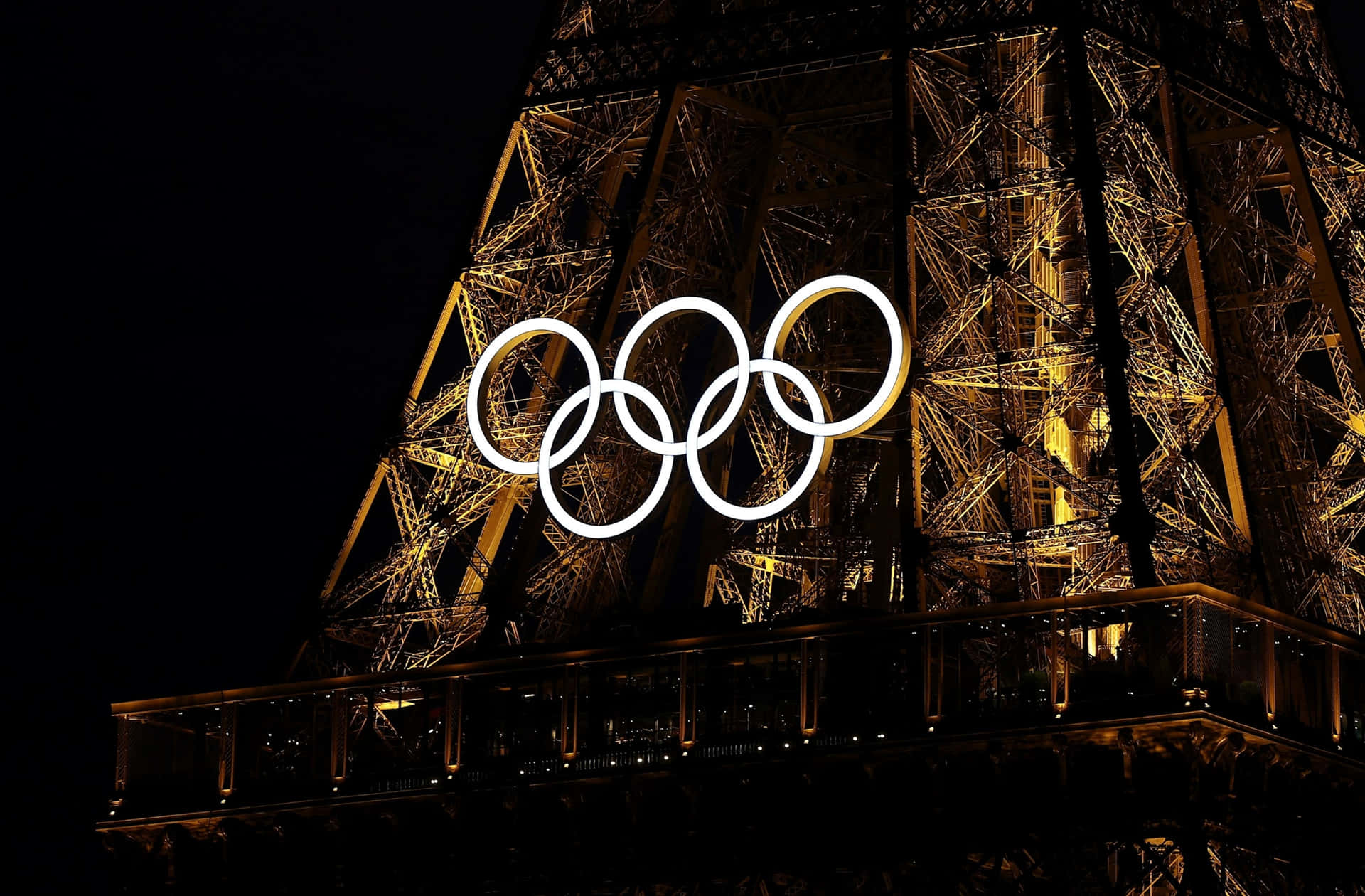 Paris_ Olympics_2024_ Eiffel_ Tower_ Olympic_ Rings_ Night Wallpaper
