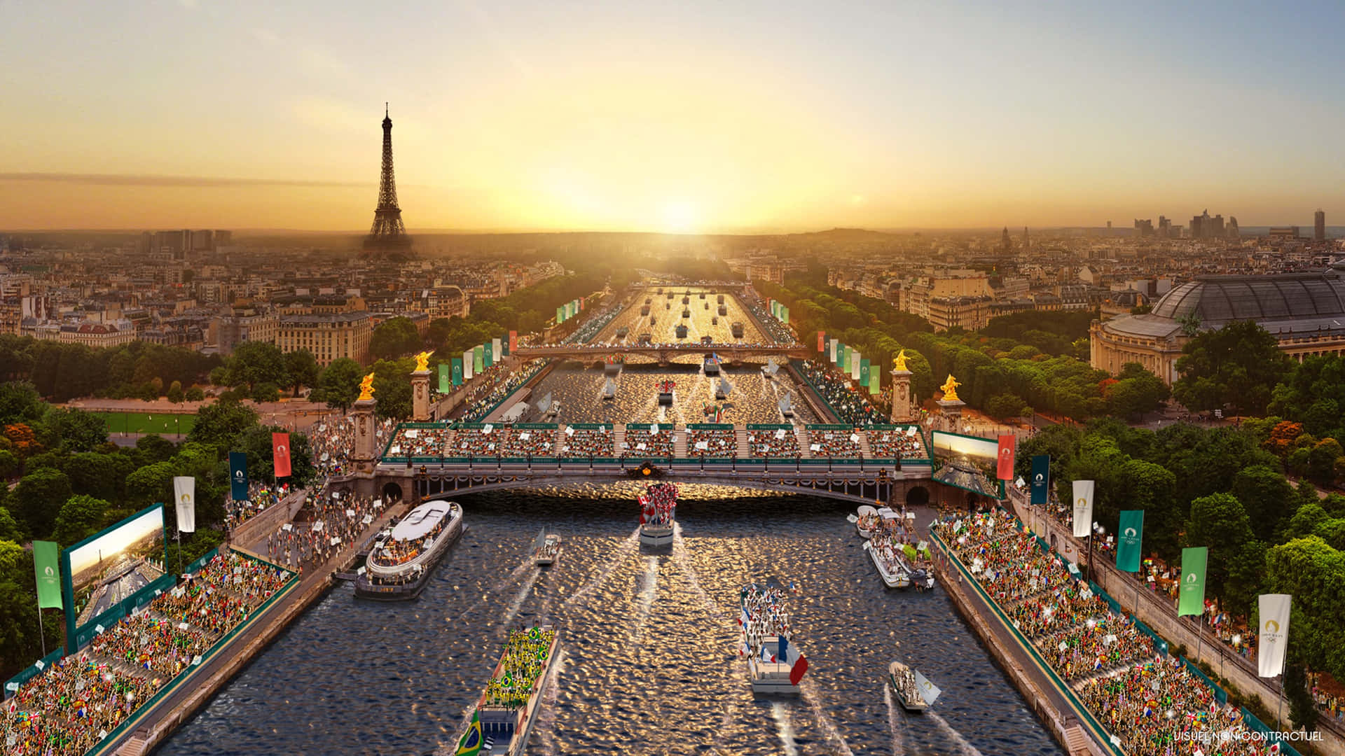 Paris Olympics2024 Seine River Event Concept Wallpaper