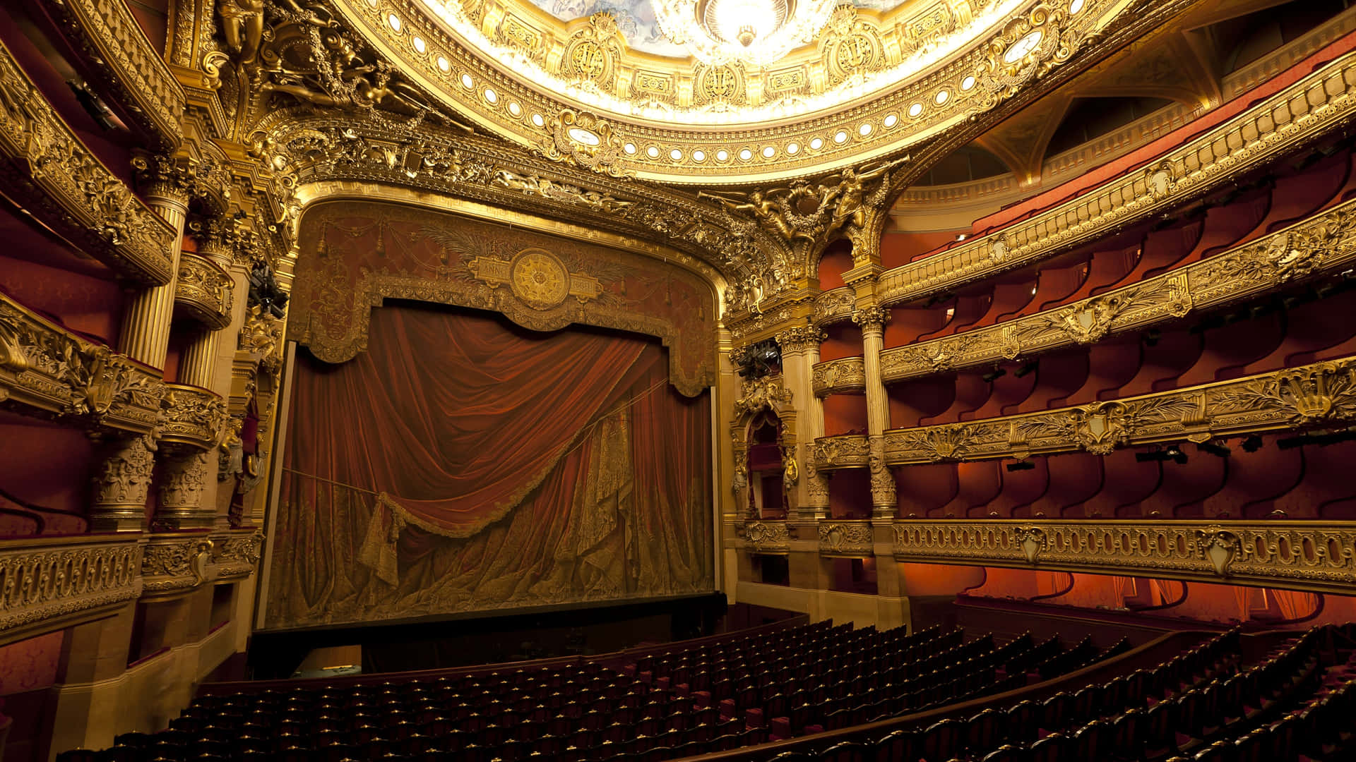 Captivating View of the Paris Opera House Theater Wallpaper