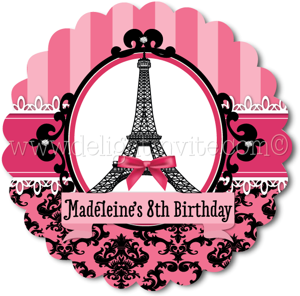 Paris Themed Birthday Invitation PNG