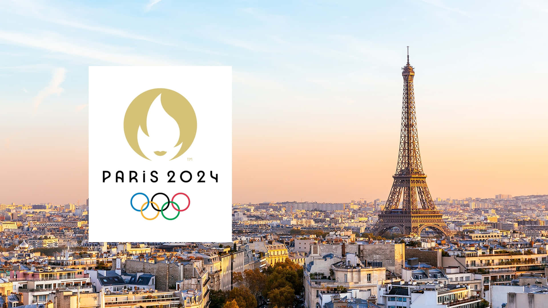Paris2024 Olympics Logo Eiffel Tower Backdrop Wallpaper