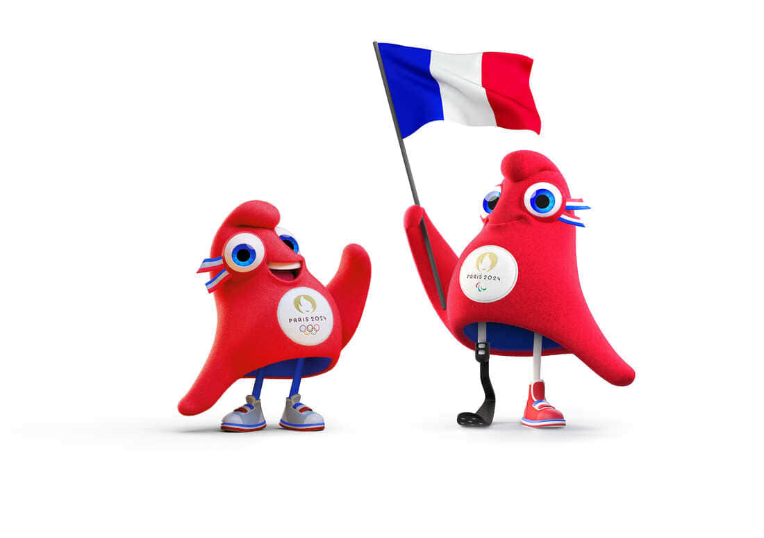 Paris2024 Olympics Mascotswith French Flag Wallpaper
