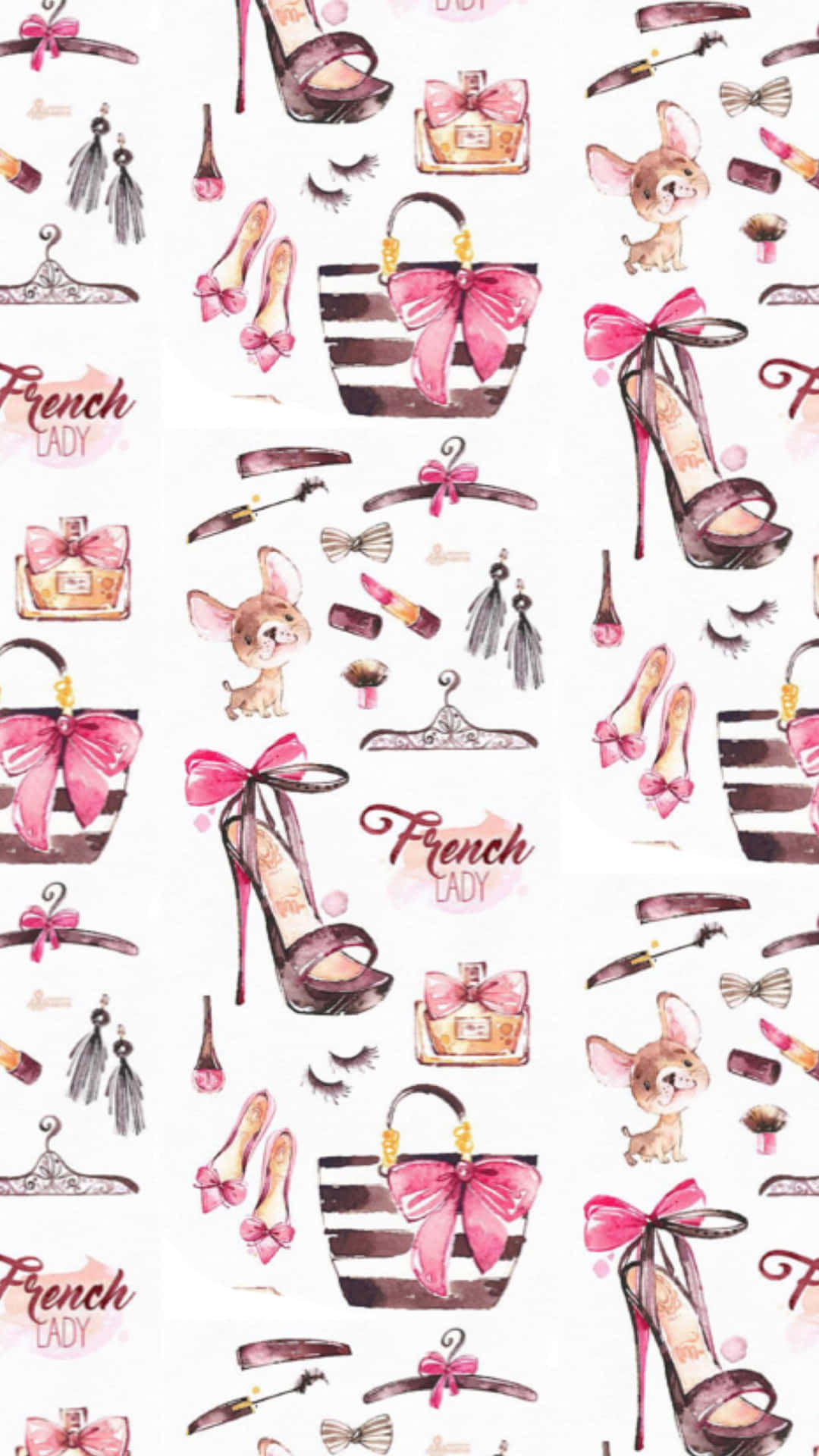 Parisian Chic Fashion Accessories Pattern Wallpaper