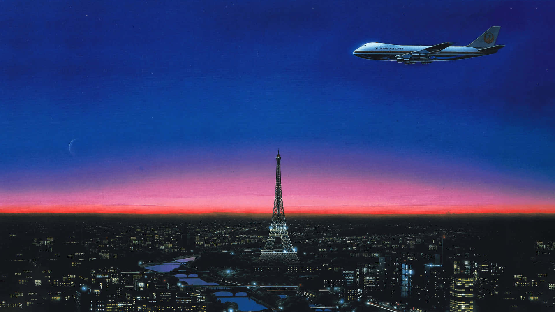 Parisian Twilight Flight Wallpaper