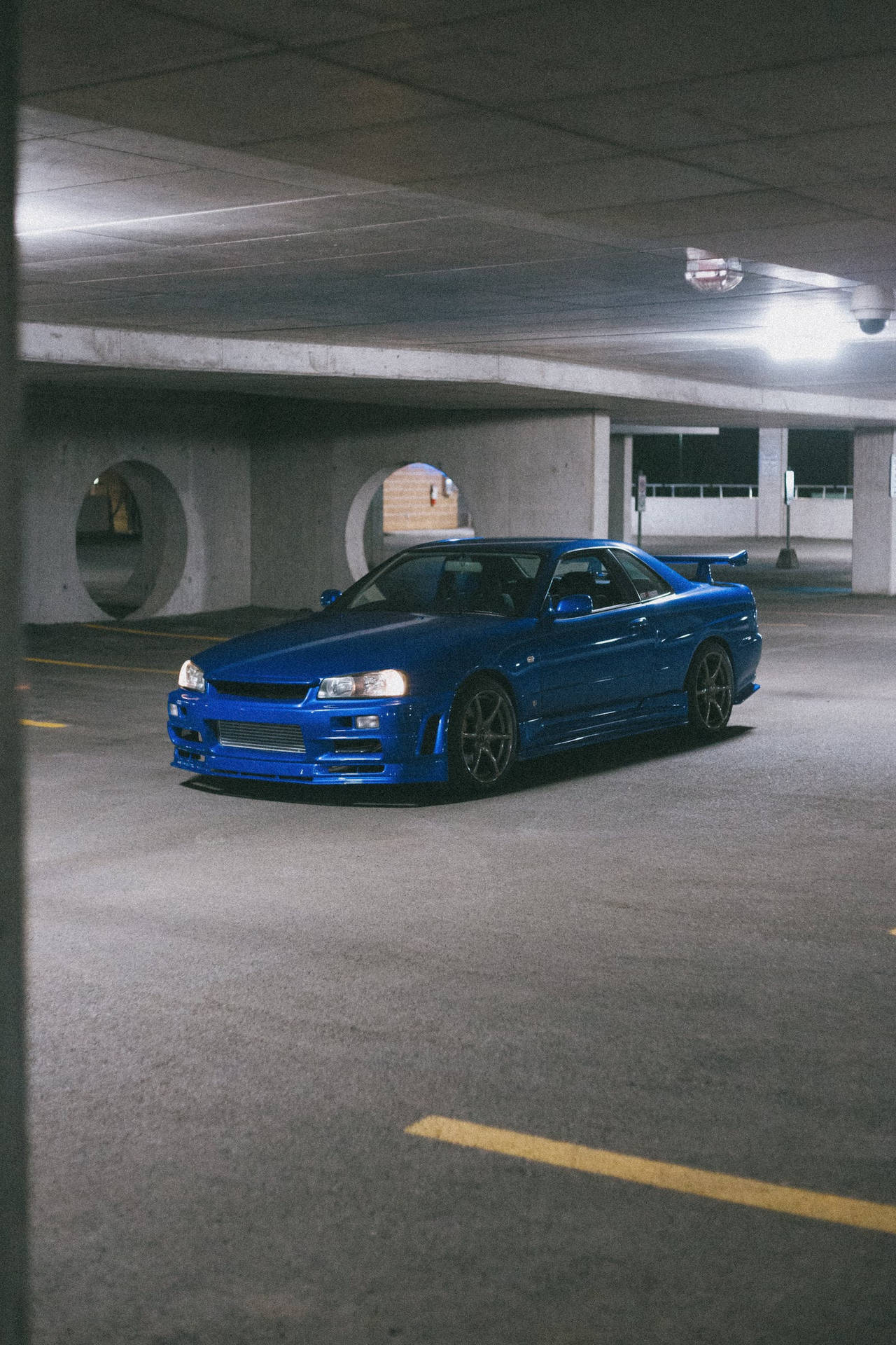 Parked Indoors Blue Nissan GT R 4K Wallpaper