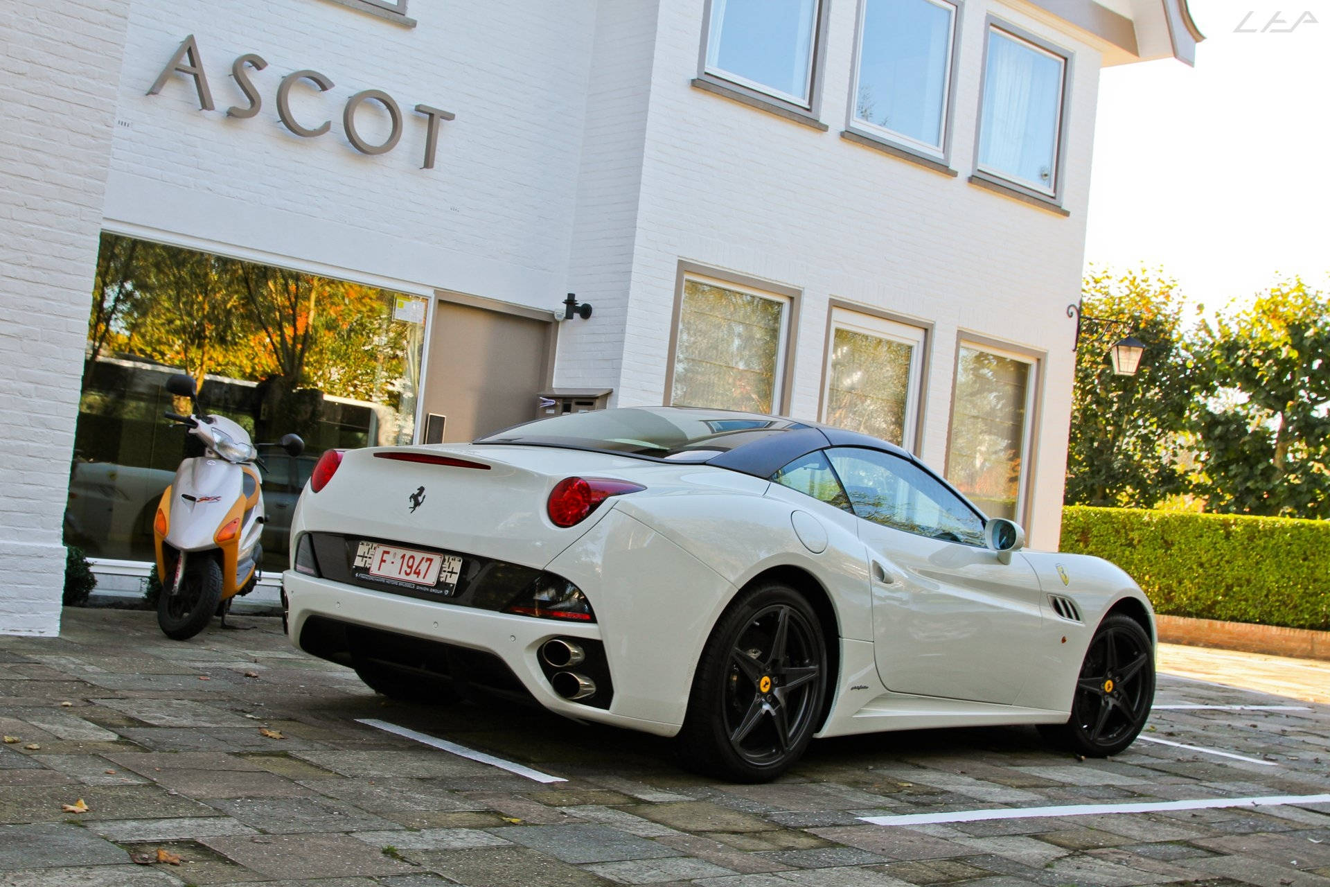 Parked White Ferrari Wallpaper