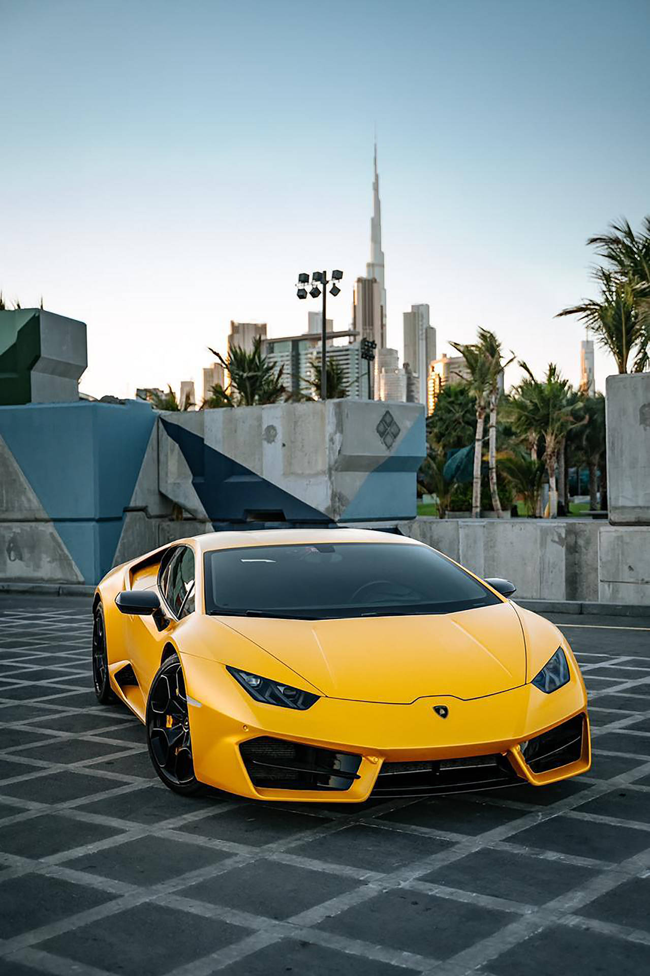 Parked Yellow Lamborghini Galaxy