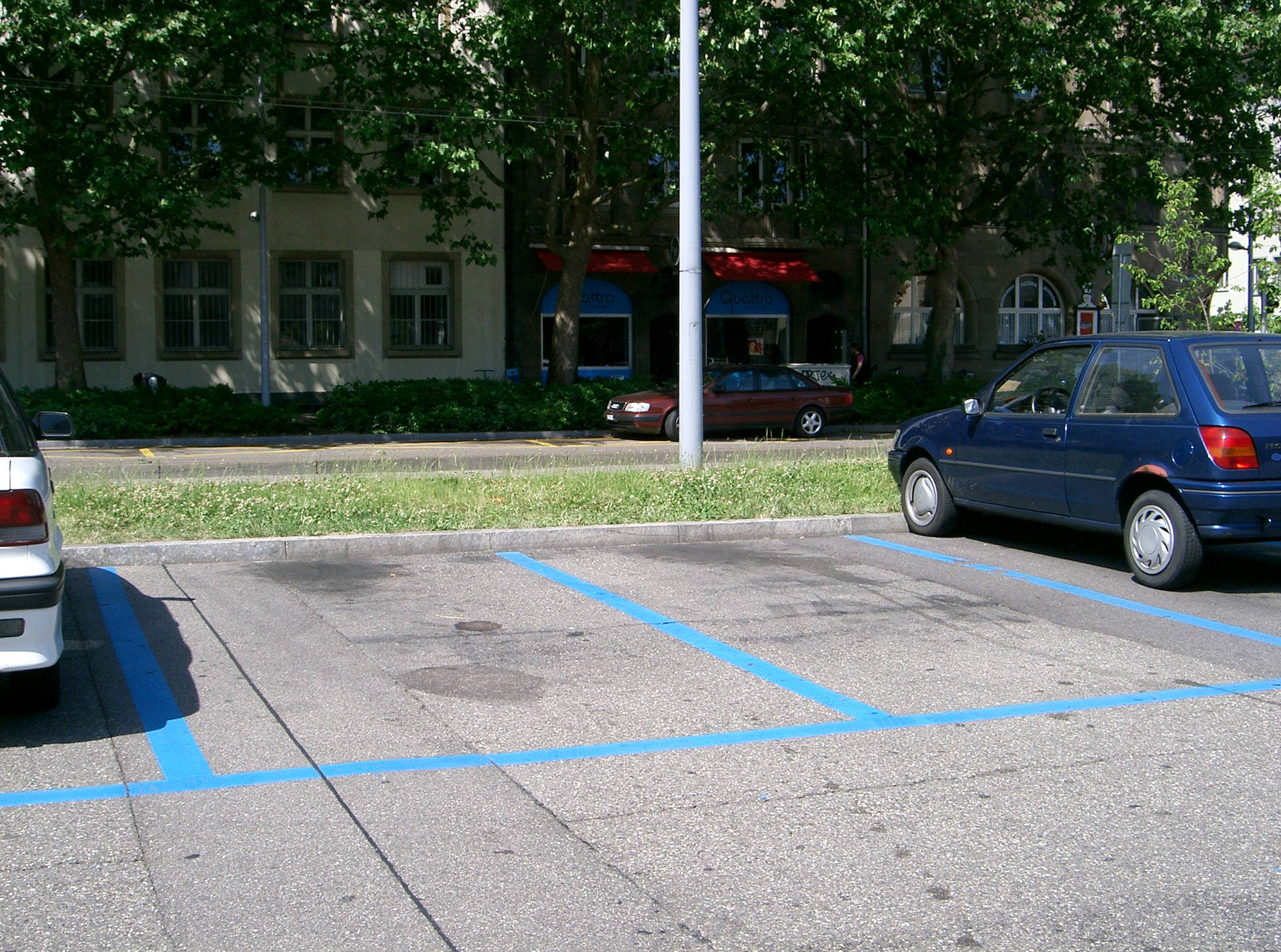 Parking Lot With Blue Lines Wallpaper