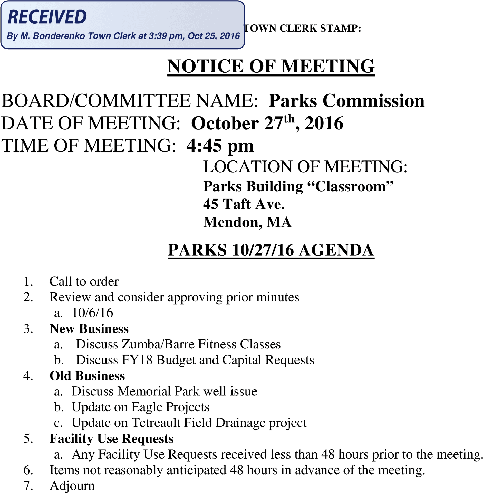 Parks Commission Meeting Agenda102716 PNG