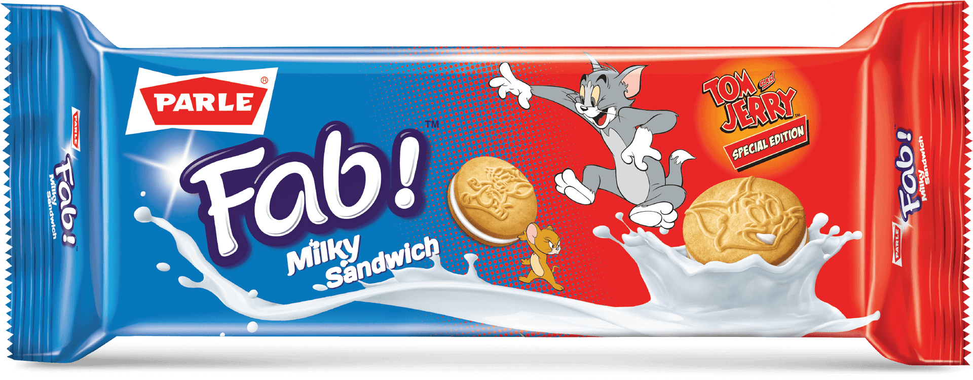 Parle Fab Milky Sandwich Biscuit Pack Tomand Jerry Edition PNG