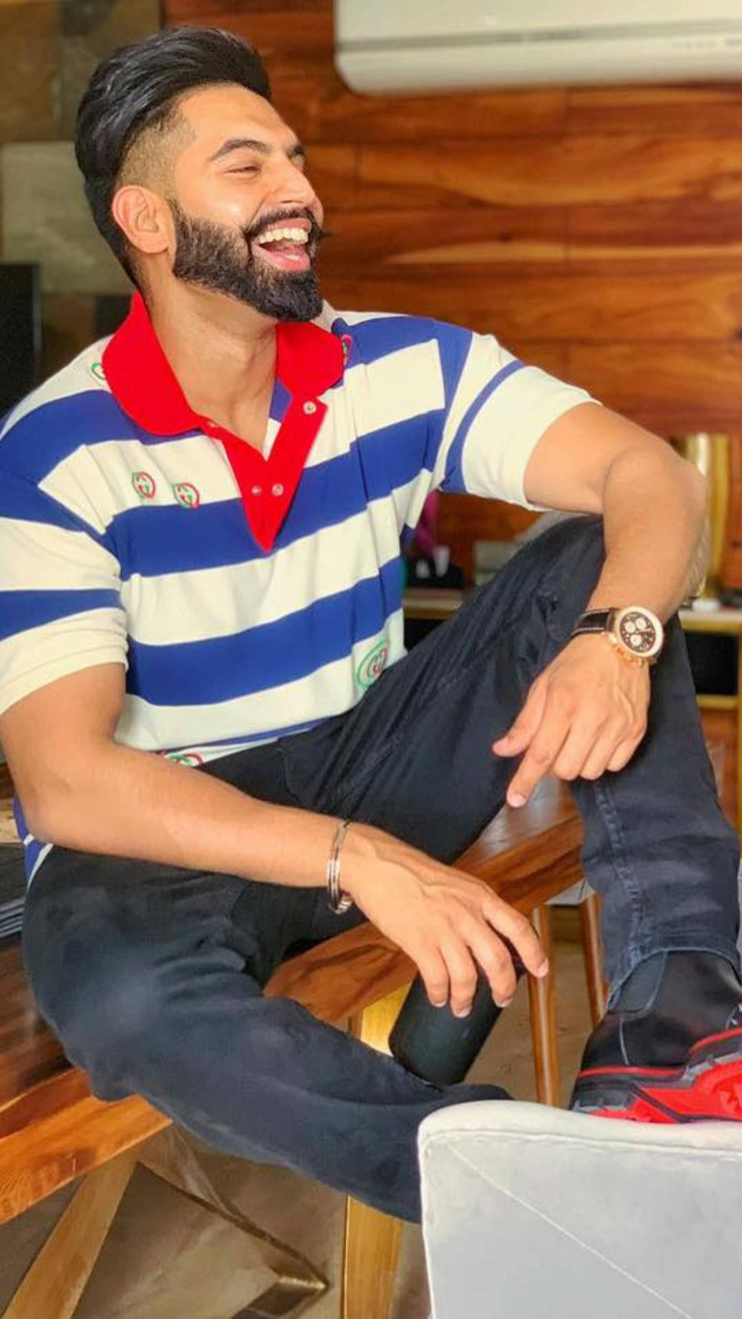 Parmish Verma In Blue And White Stripes