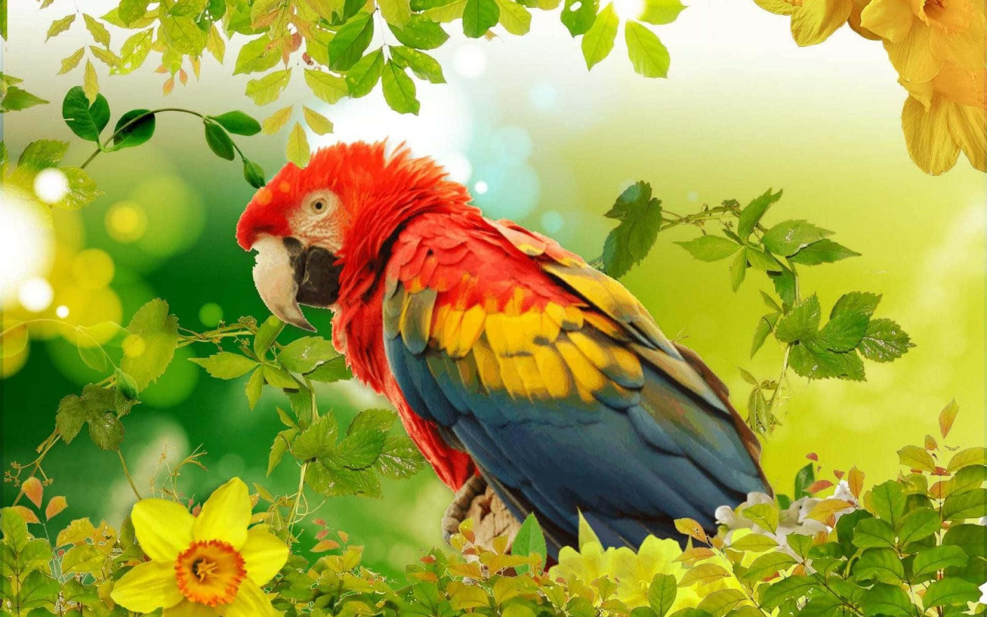A beautiful parrot resting on a branch