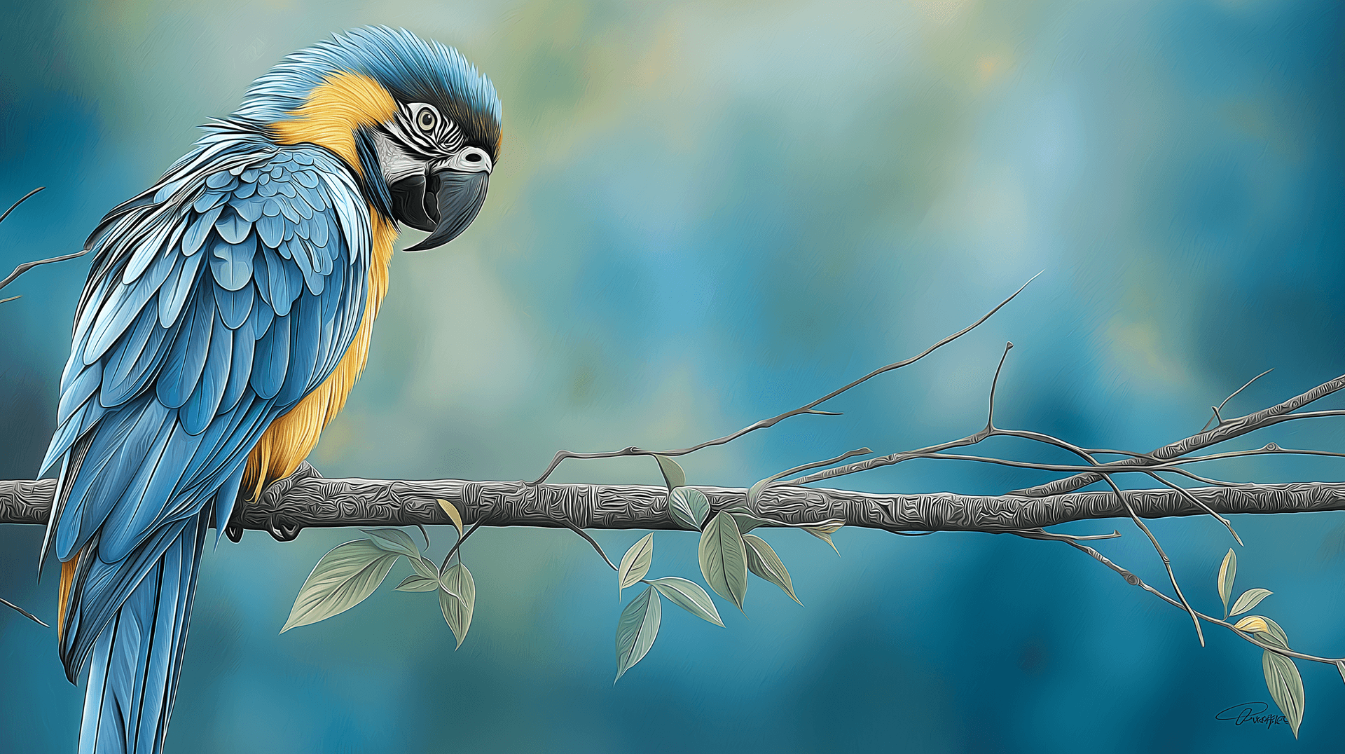 Parrot On Branch Wallpaper