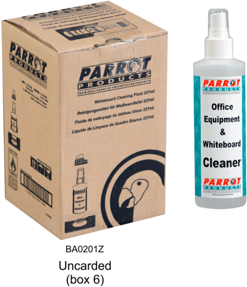 Parrot Whiteboard Cleaner Boxand Bottle PNG