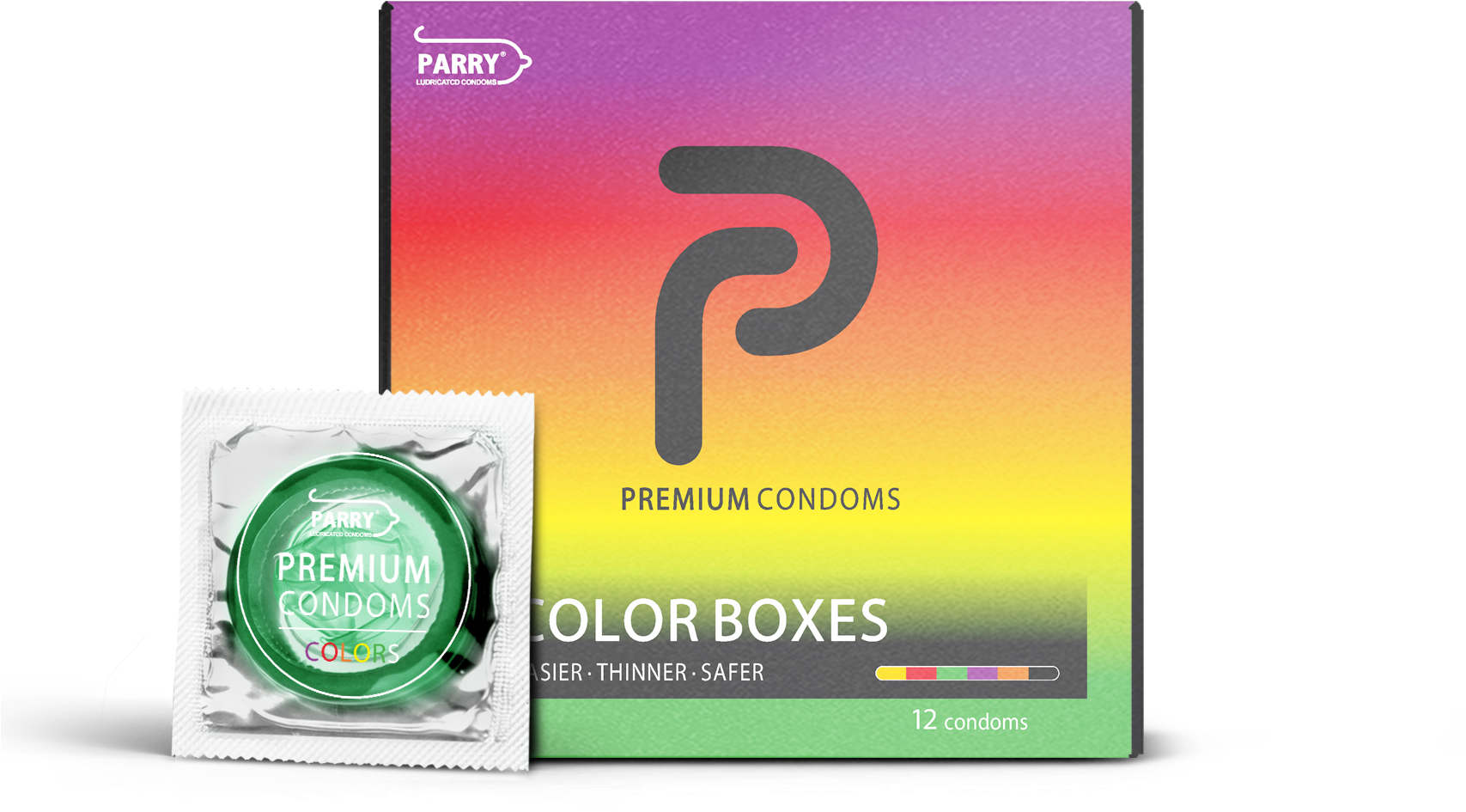 Parry Premium Condoms Colorful Packaging PNG