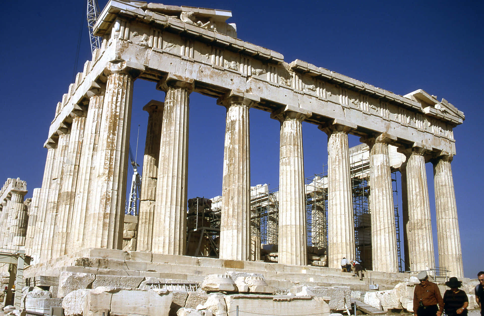 Parthenonpå Akropolisen Under Renovering. Wallpaper