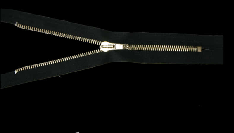 Partially Unzipped Black Zipper PNG
