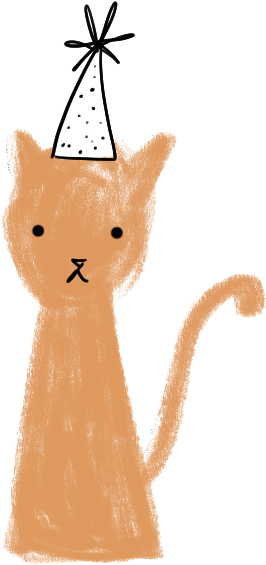 Party Cat Cartoon Drawing.png PNG