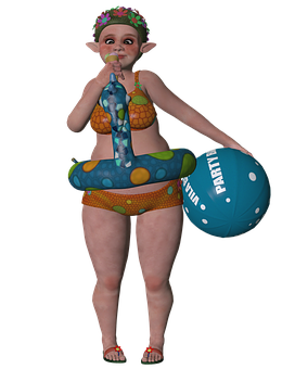 Party Elfwith Beach Ball PNG