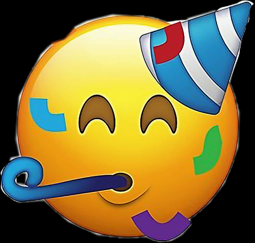 Party Face Emojiwith Hornand Confetti PNG
