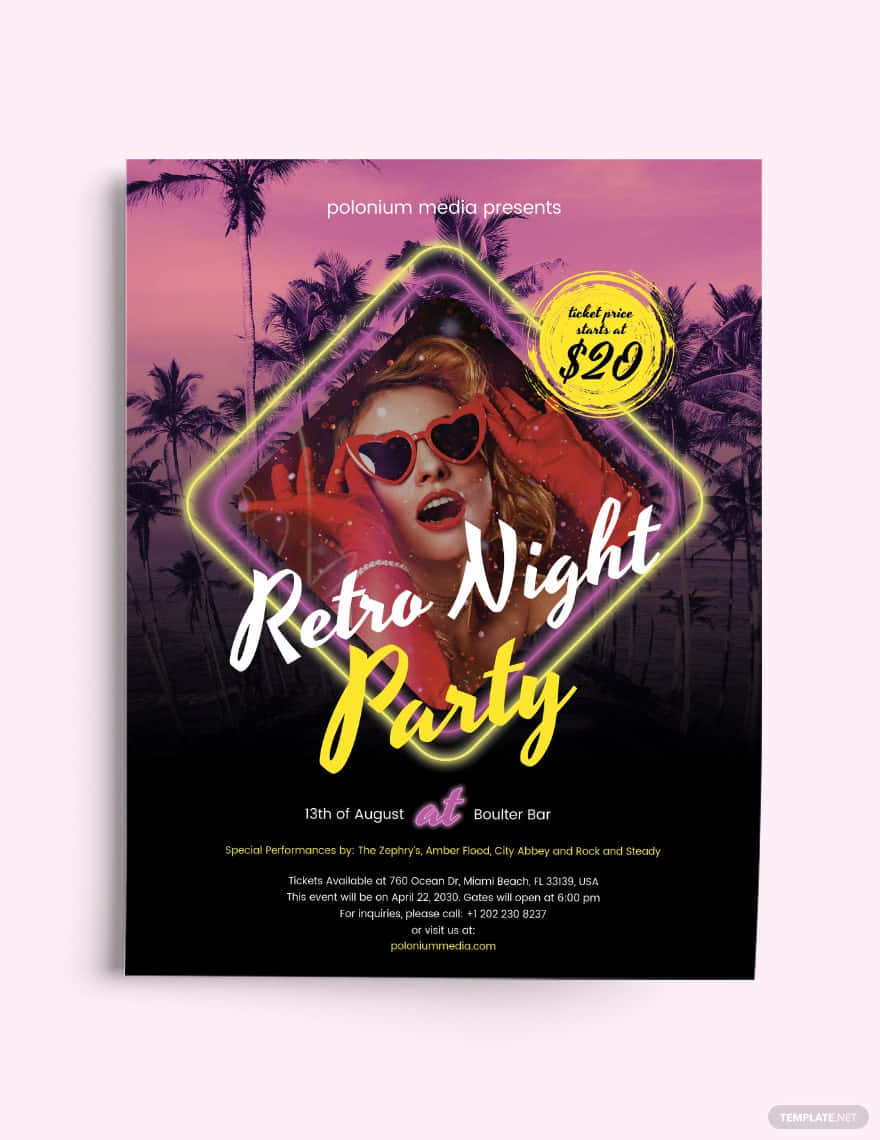 Retro Night Party Flyer Background