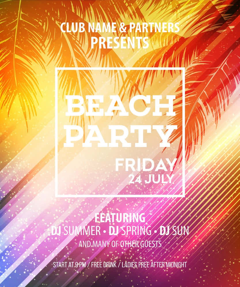 Template Beach Party Flyer Background