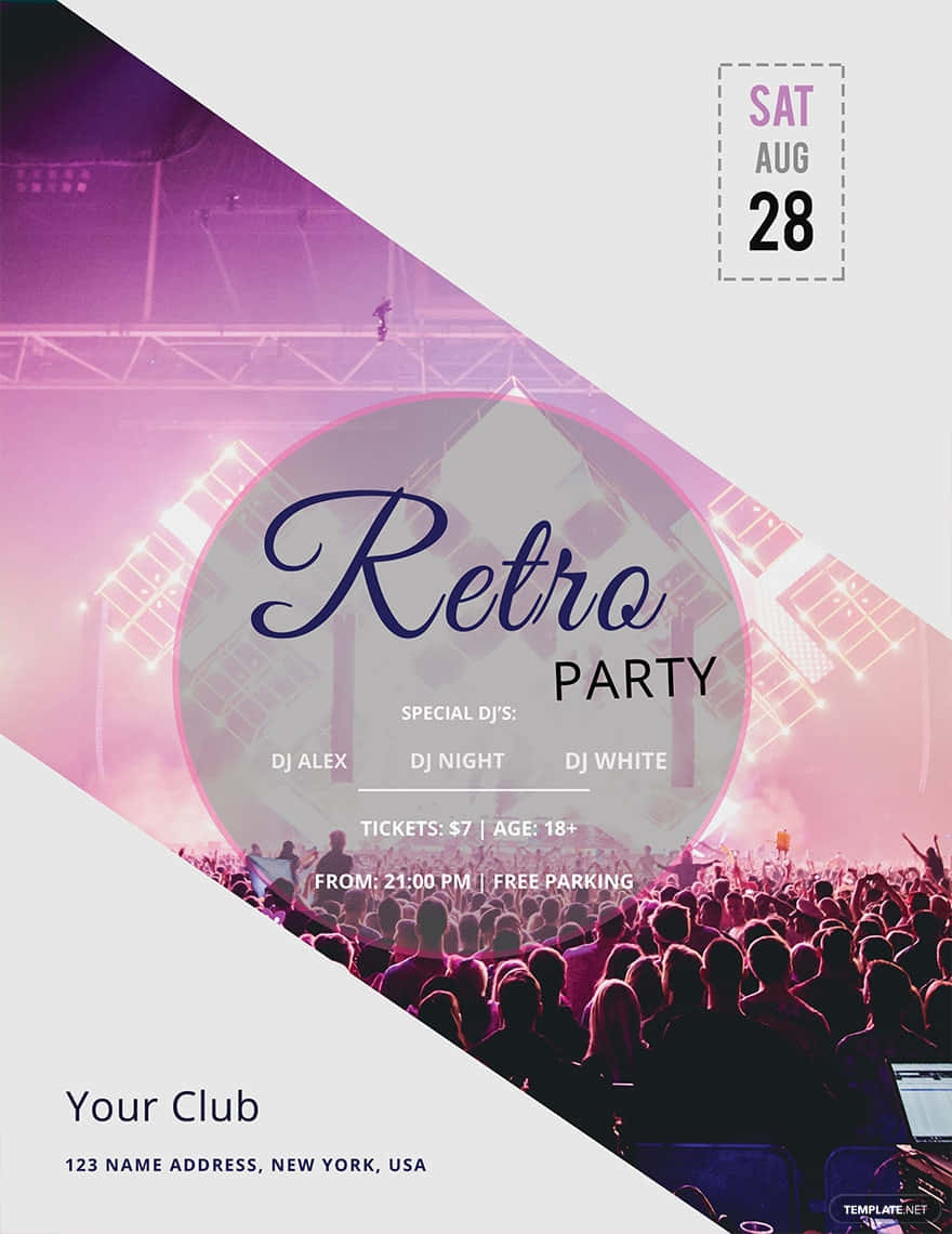 Template Retro Party Flyer Background